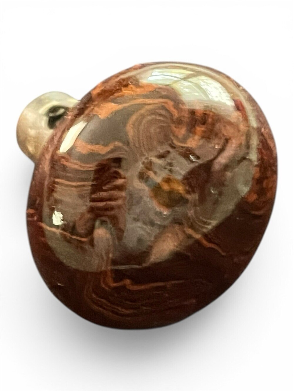 Antique Bennington Marbled Pottery Doorknob Victorian Mineral Swirl Deep Brown